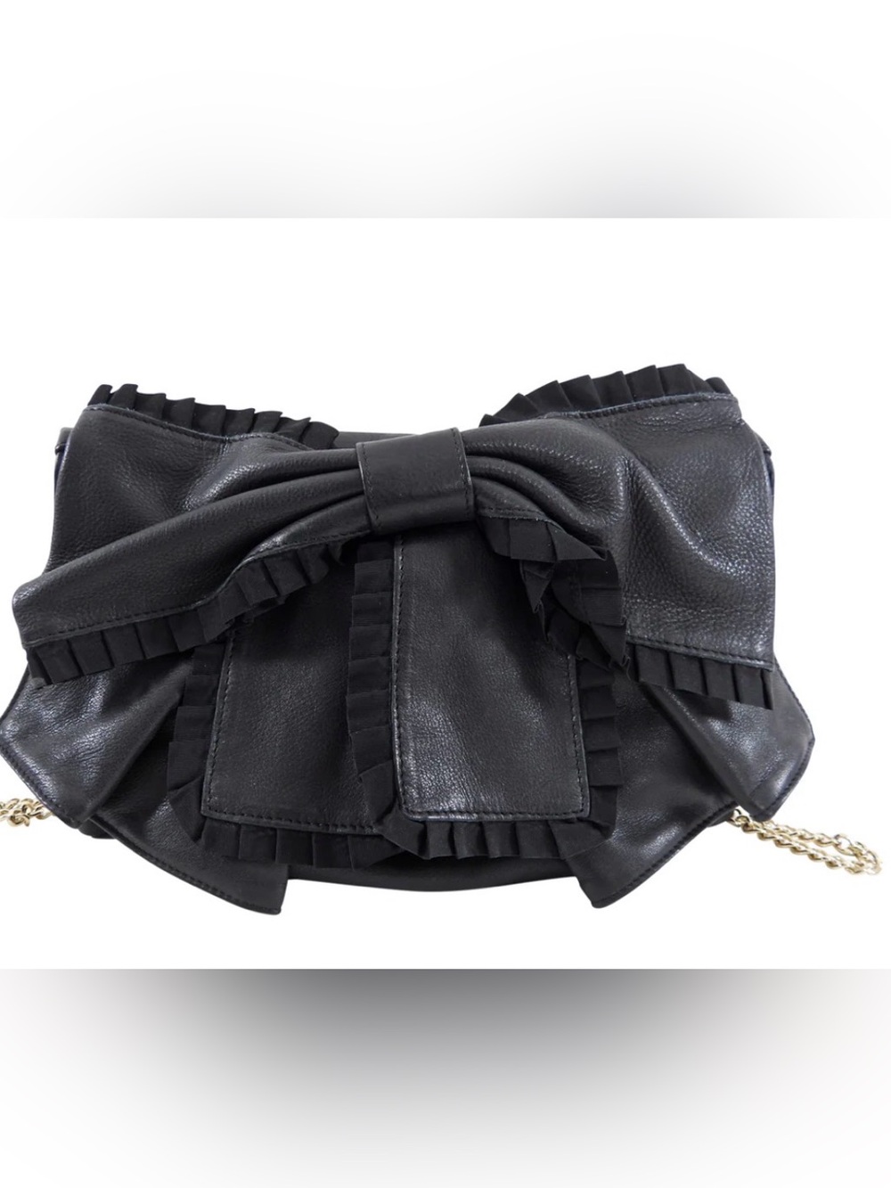 Red Valentino Black Leather Bow Detail Chain Bag